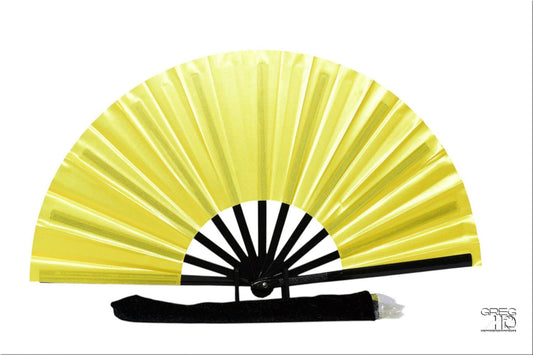 Boots On Ground Line Dancing Hand Fan - Bright Yellow Clack Fan, Solid Color Hand Fan, Decorative Hand Fan, Festival Folding Fan