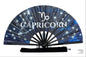 Capricorn Zodiac Hand Fan - Navy Folding Astrology Fan, Celestial Horoscope Clack Fan for Line Dancing, Handheld Fan Capricorn Birthday Gift