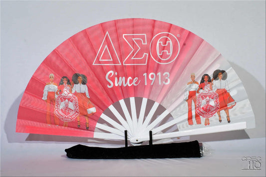 Delta Sigma Theta Inspired Folding Hand Fan Red and White Greek Sorority Fan Since 1913 Divine Nine Gift