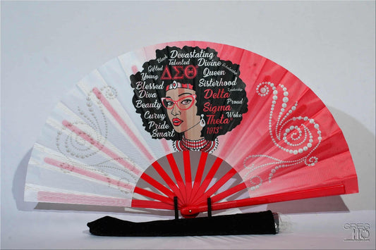 Delta Sigma Theta Inspired Folding Hand Fan Red and White Greek Sorority Fan Since 1913 Divine Nine Gift