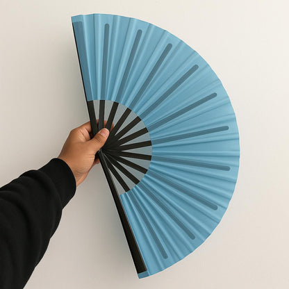 Boots On Ground Line Dancing Hand Fan - Bright Blue Clack Fan, Solid Color Hand Fan, Decorative Hand Fan, Festival Folding Fan