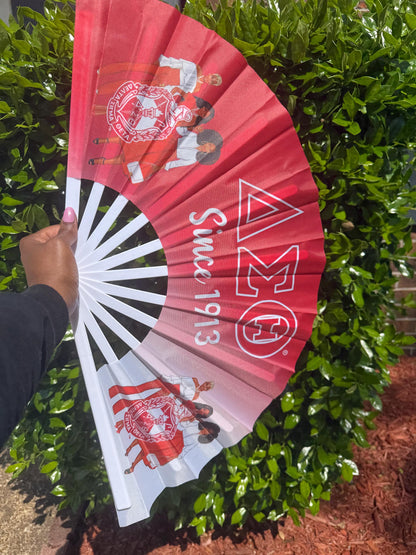 Delta Sigma Theta Inspired Folding Hand Fan Red and White Greek Sorority Fan Since 1913 Divine Nine Gift