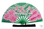 AKA Handheld Folding Fan - Sorority Clack Fan, ΑΚΑ Sorority Fan, Pink and Green Fan, Roses Hand Fan, Decorative Fan, Folding Hand Fan