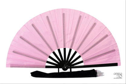 Boots On Ground Line Dancing - Light Pink Hand Fan - Folding Hand Fan, Fan With Black Ribs, Pink Clack Fan, Decorative Hand Fan