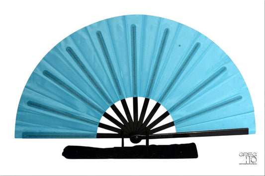 Boots On Ground Line Dancing Hand Fan - Bright Blue Clack Fan, Solid Color Hand Fan, Decorative Hand Fan, Festival Folding Fan