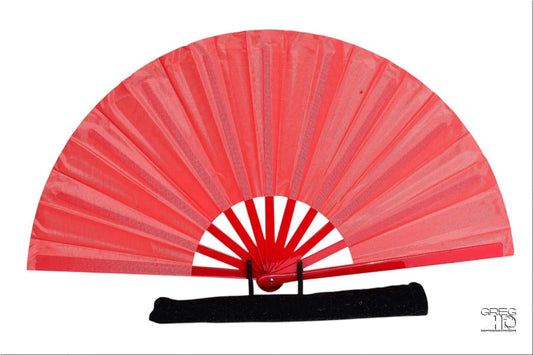 Boots On Ground Line Dancing Hand Fan - Red Clack Fan With Red Handle, Solid Color Hand Fan, Decorative Hand Fan, Festival Folding Fan