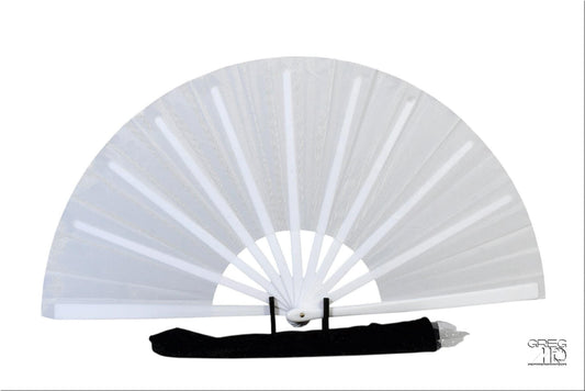 Boots On Ground Line Dancing Hand Fan - White Clack Fan, Solid Color Hand Fan, Decorative Hand Fan, Festival Folding Fan