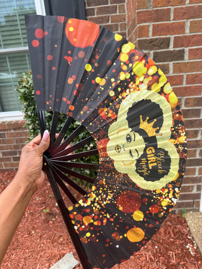 Black Girl Magic Folding Hand Fan  , Melanin Poppin Fan, Clack Fan for Summer, Events, or Gifts