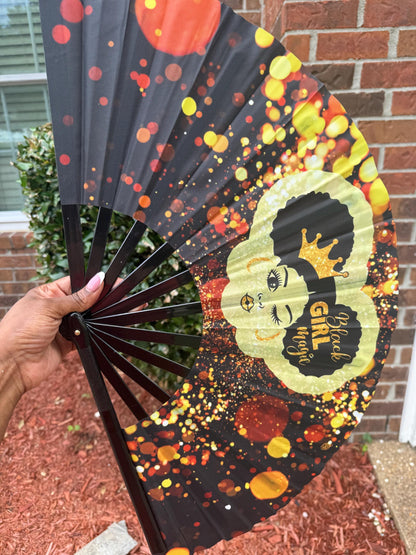 Black Girl Magic Folding Hand Fan  , Melanin Poppin Fan, Clack Fan for Summer, Events, or Gifts