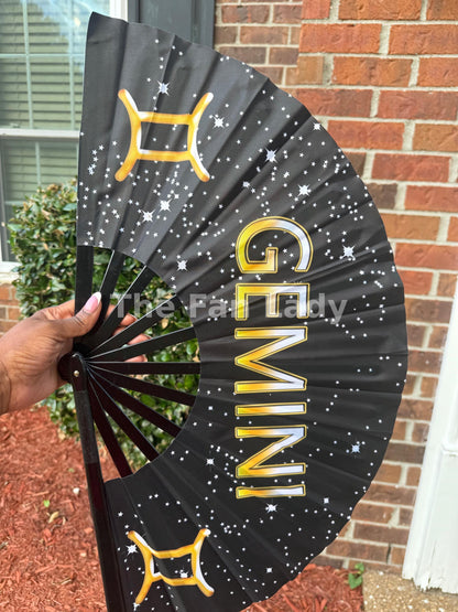 Gemini Zodiac Hand Fan -  Celestial Handheld Fan