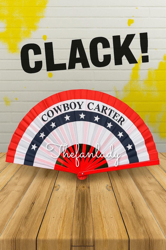 Cowboy Carter themed folding Clack Fan- Double Sided!