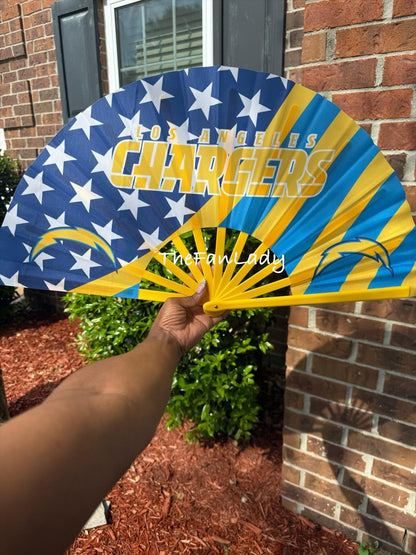 Los Angeles Chargers Folding Hand Fan | Custom Sports Fan | Game Day Accessory | NFL Clack Fan
