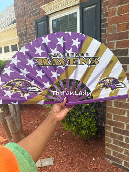 Baltimore Ravens Folding Hand Fan | NFL Clack Fan | Game Day Accessory | Ravens Tailgate Gear