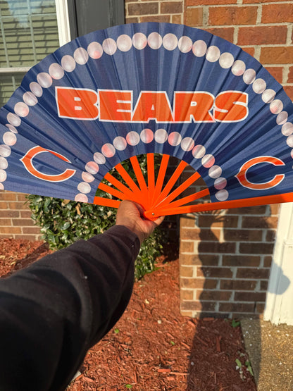 Chicago Bears Handheld Clack Fan  Custom Pearl Trim Folding NFL Fan | Game Day Accessory