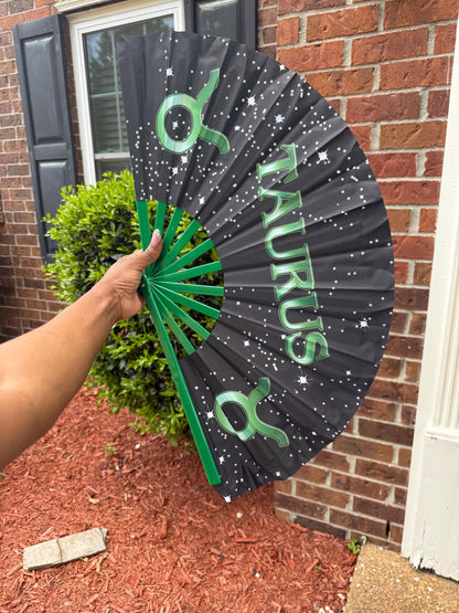 Taurus Zodiac Folding Fan - Starry Cosmic Hand Fan