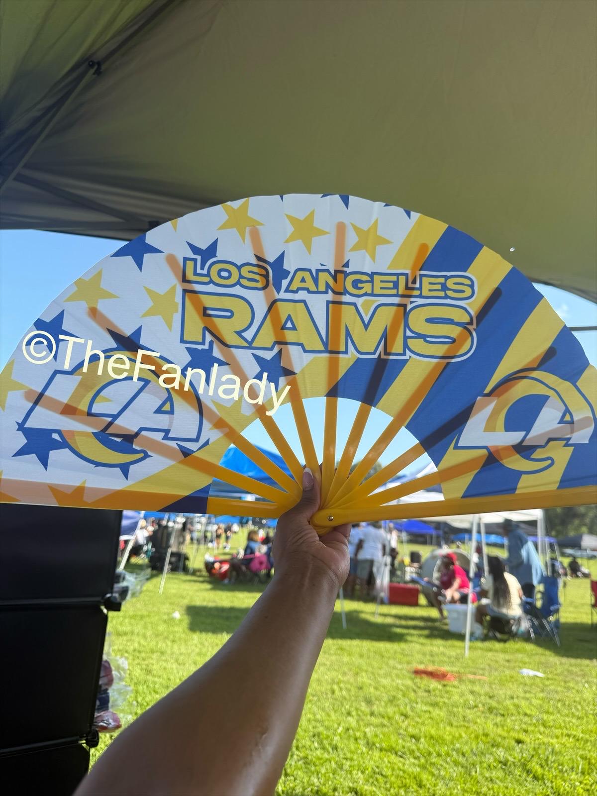 Los Angeles Rams CLACK Fan with Bold Stars Design