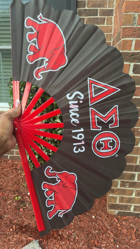 Delta Sigma Theta Sorority Folding Hand Fan  1913 Greek Life Fan with Elephant