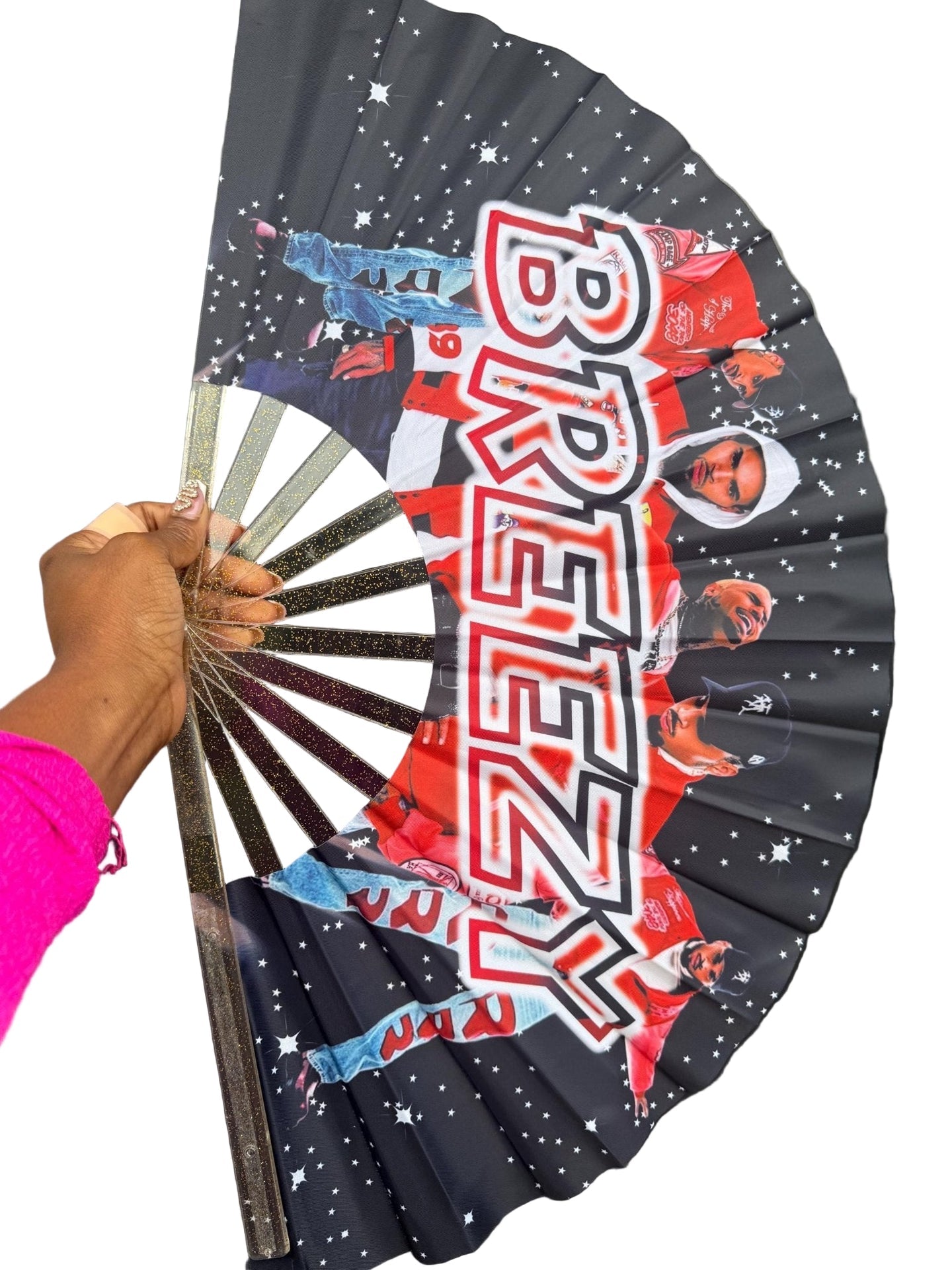Breezy Handheld Folding Fan - Large Performance Rave Clack Fan