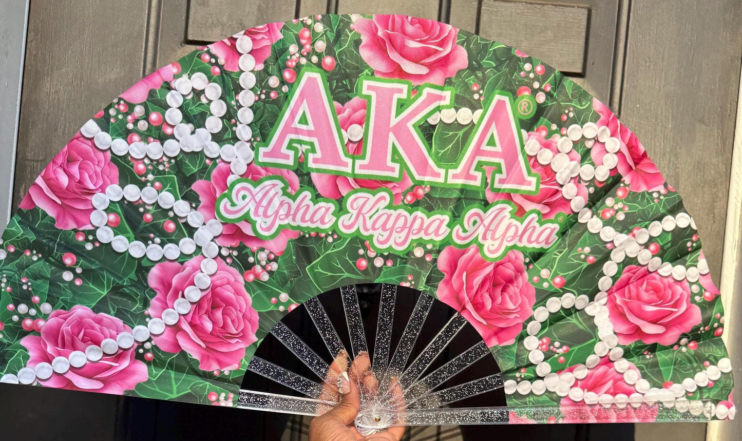 AKA Handheld Folding Fan Sorority Clack Fan