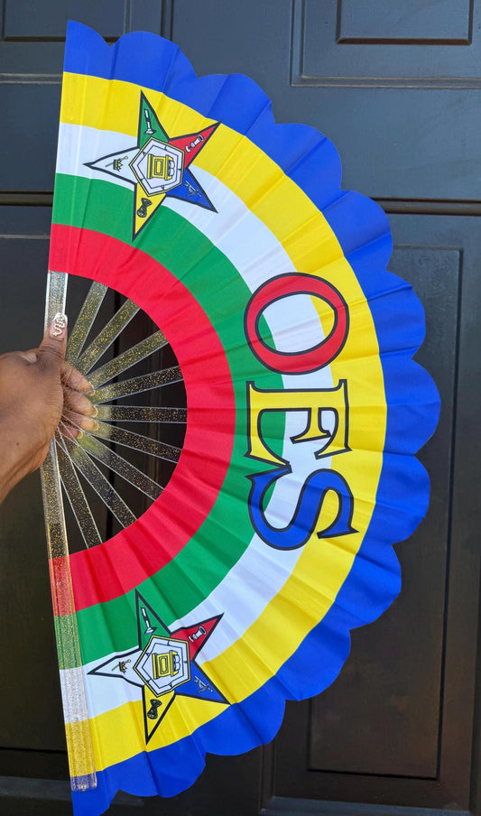 Eastern Star Hand Fan - Handheld Folding Fan, OES Sorority Clack Fan, White Hand Fan, Star Symbols Hand Fan, Masonic Eastern Star Fan