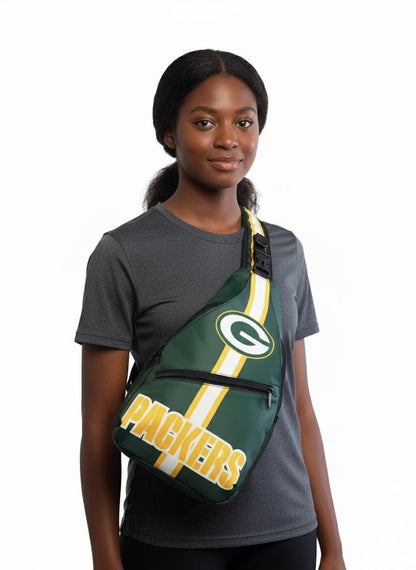Unisex Green Bay Packers crossbody bag , NFL crossbody shoulder backpack with secure zipper pockets, sporty travel game day bag