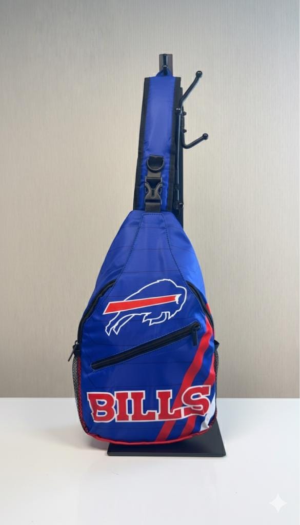Buffalo Bills Shoulder Bag , Blue Crossbody Sling Backpack for NFL Game Day, Tailgating, Travel