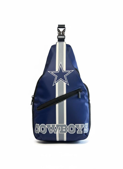 Dallas Cowboys NFL crossbody backpack with zipper pockets, navy Cowboys travel shoulder bag