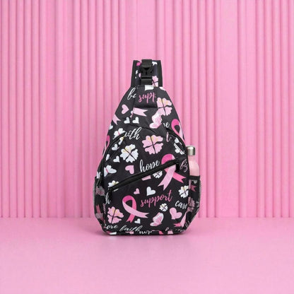 Breast Cancer Awareness Sling Backpack with Pink Ribbon Design – Support Hope Fight Crossbody Bag