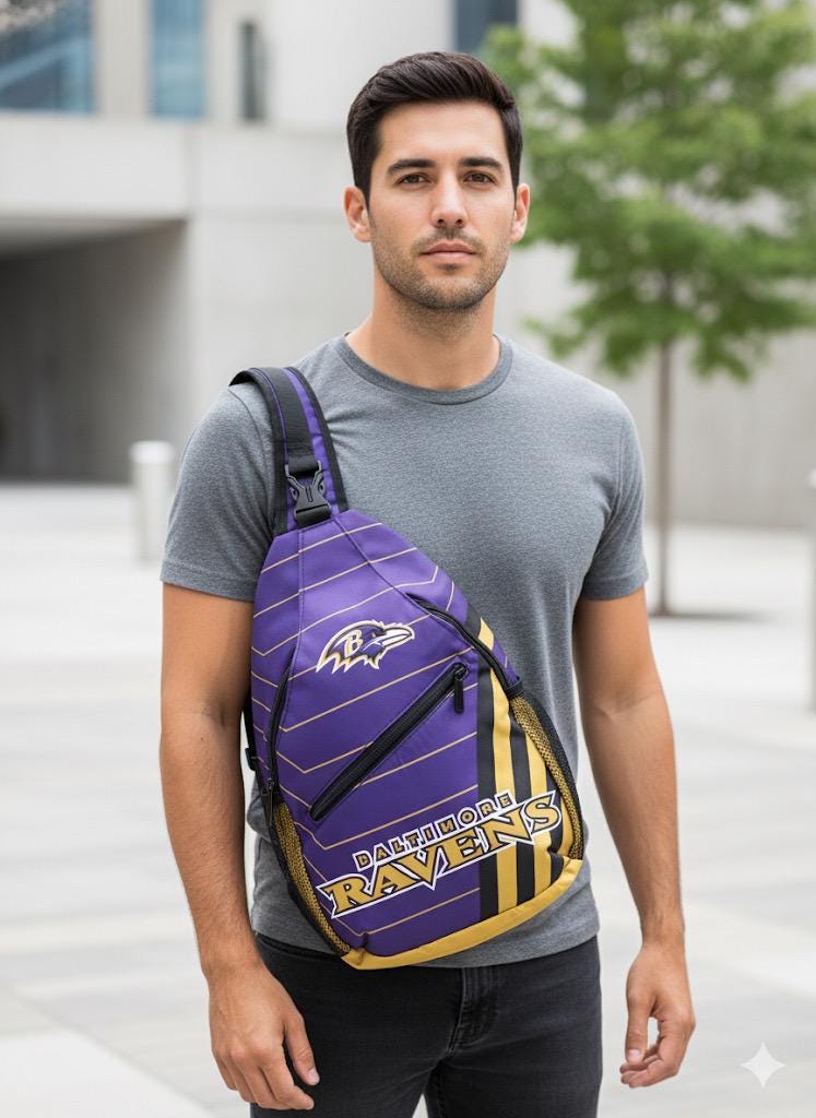 Baltimore Ravens Sling Backpack with Logo and Team Colors