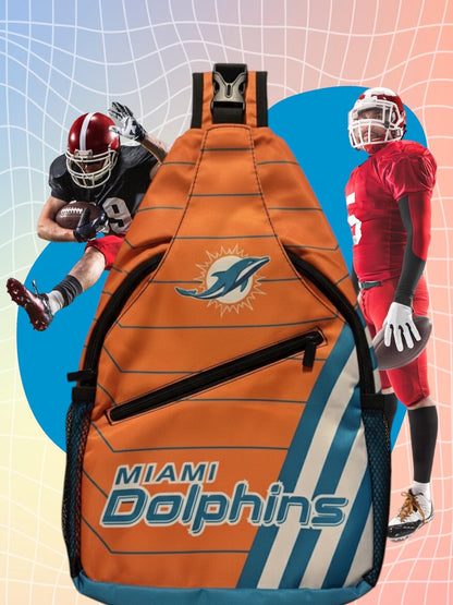 Miami Dolphins Sling Backpack with Team Logo – Lightweight NFL Crossbody Bag for Men Women