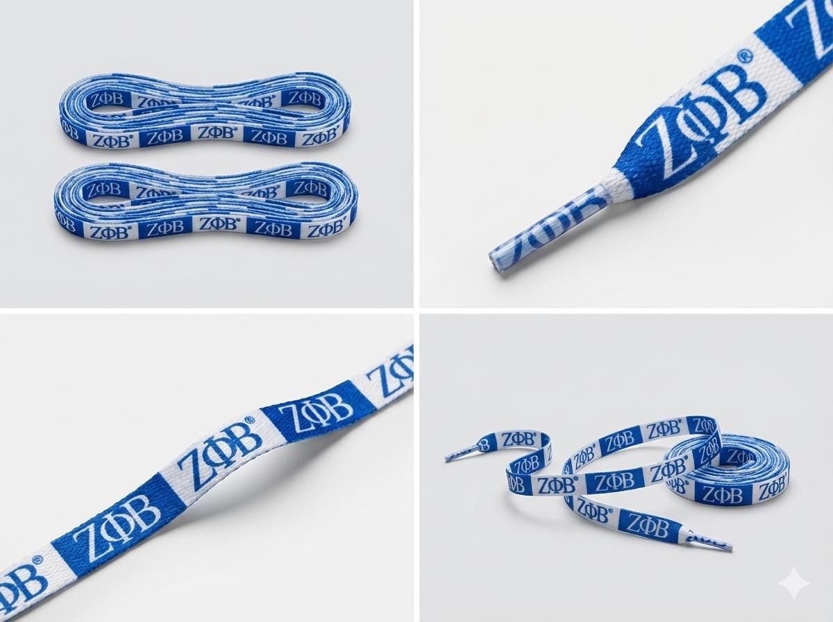 Zeta Phi Beta Sorority Custom Shoe Laces 125x1.2cm