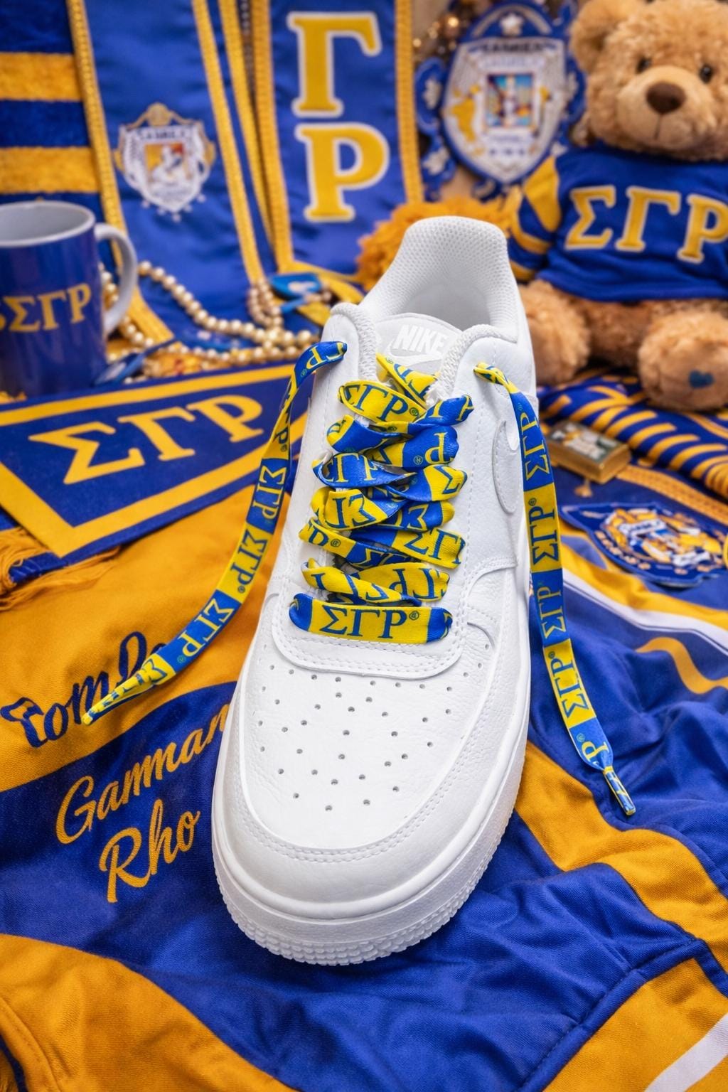 Sigma Gamma Rho Sorority Shoe Laces Royal Blue Gold 125x1.2cm