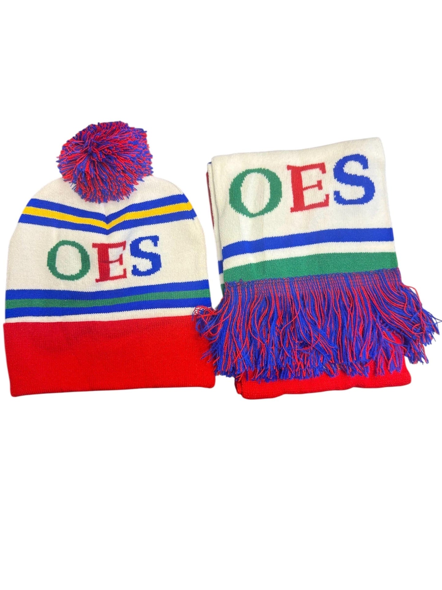 OES Beanie and Fringe Scarf Set | Order of the Eastern Star Winter Gift