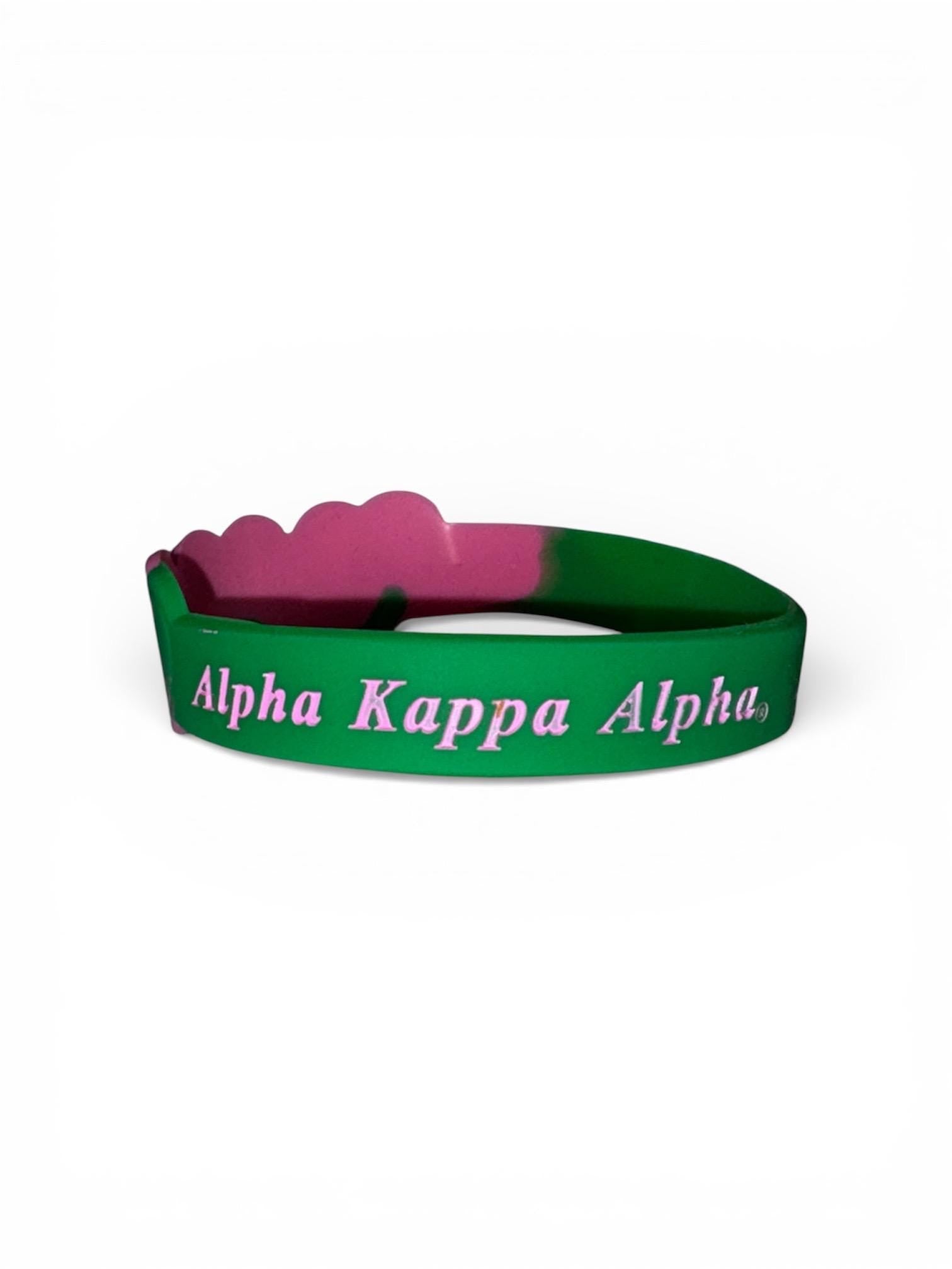 Alpha Kappa Alpha AKA Green and Pink Color Silicone Bracelet - 10 pack