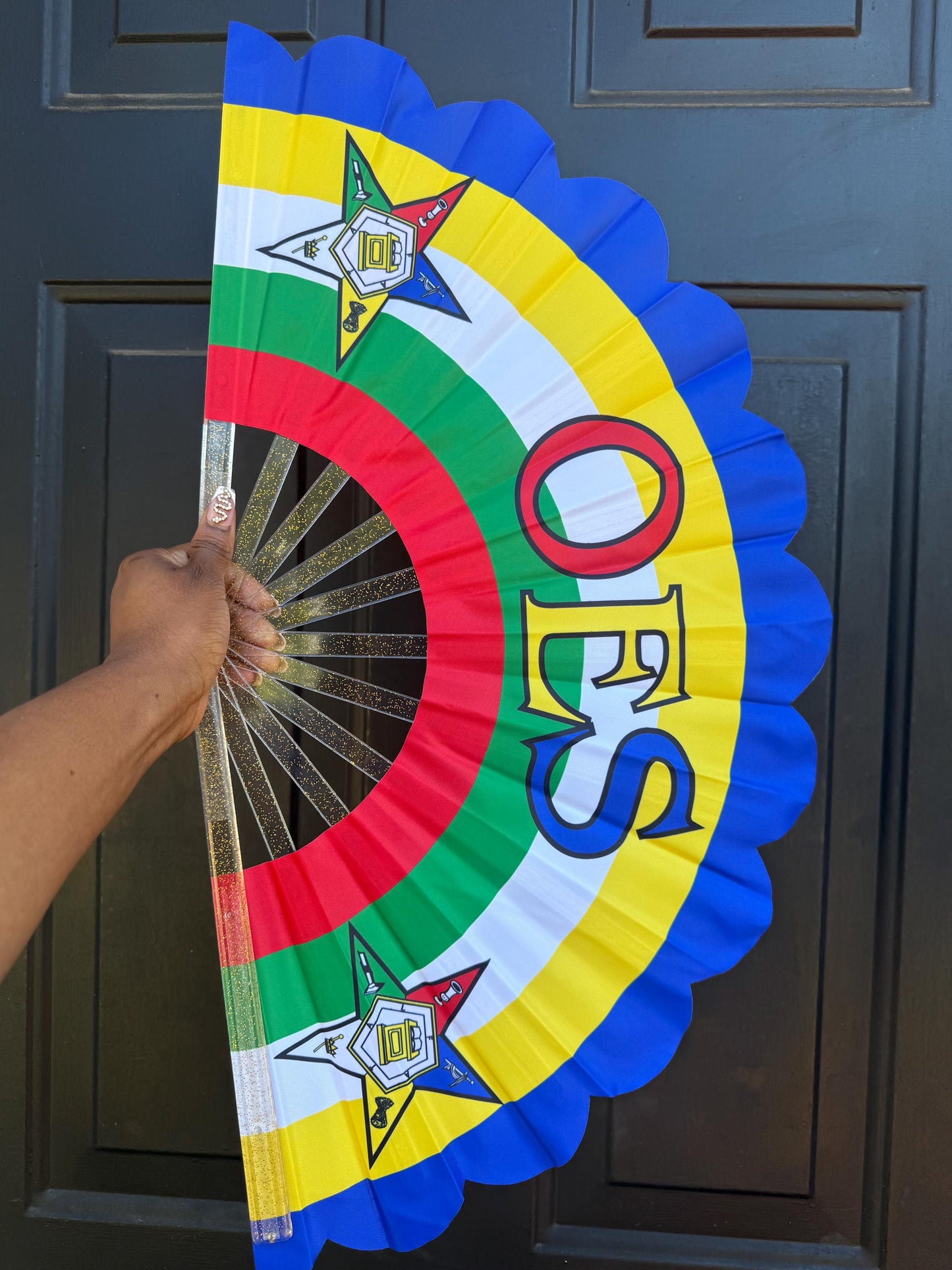 OES Rhinestone Clack Fan: Eastern Star Sorority Fan