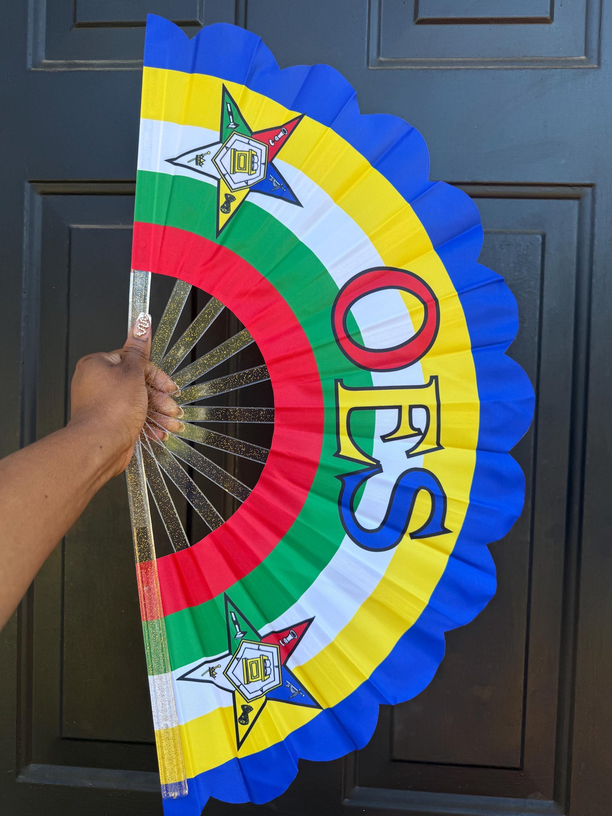 OES Rhinestone Clack Fan: Eastern Star Sorority Fan