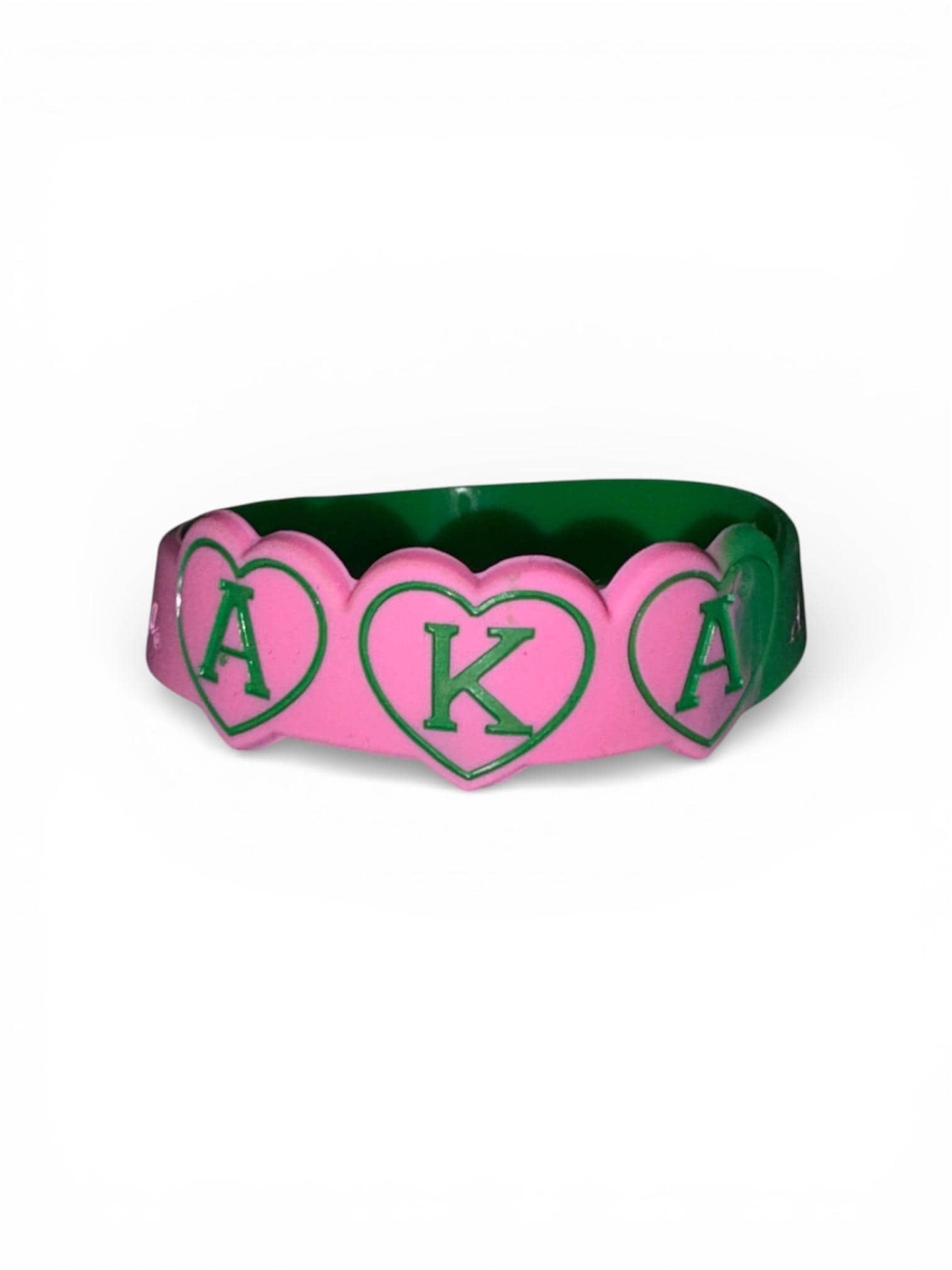 Alpha Kappa Alpha AKA Green and Pink Color Silicone Bracelet - 10 pack