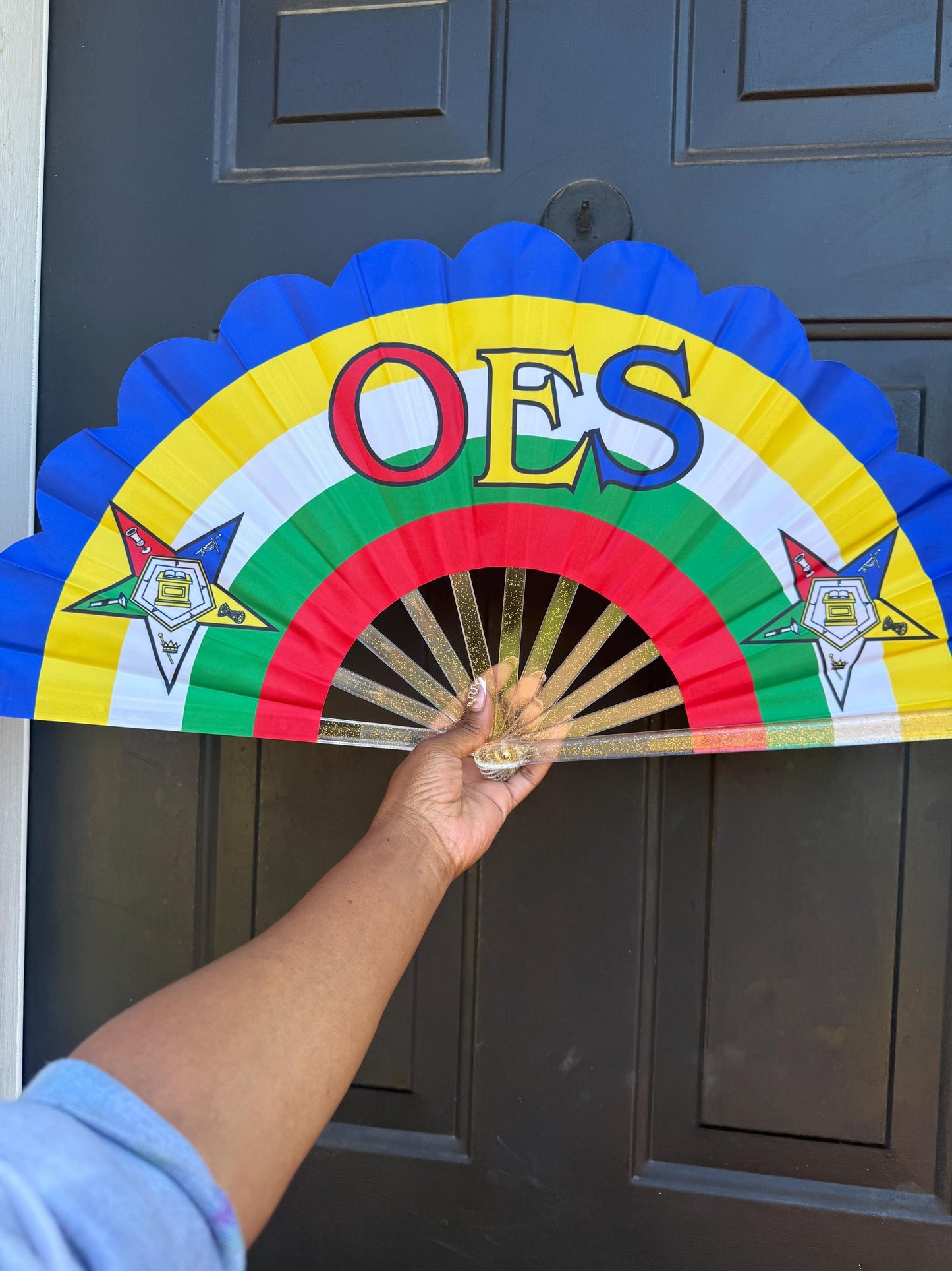 OES Rhinestone Clack Fan: Eastern Star Sorority Fan