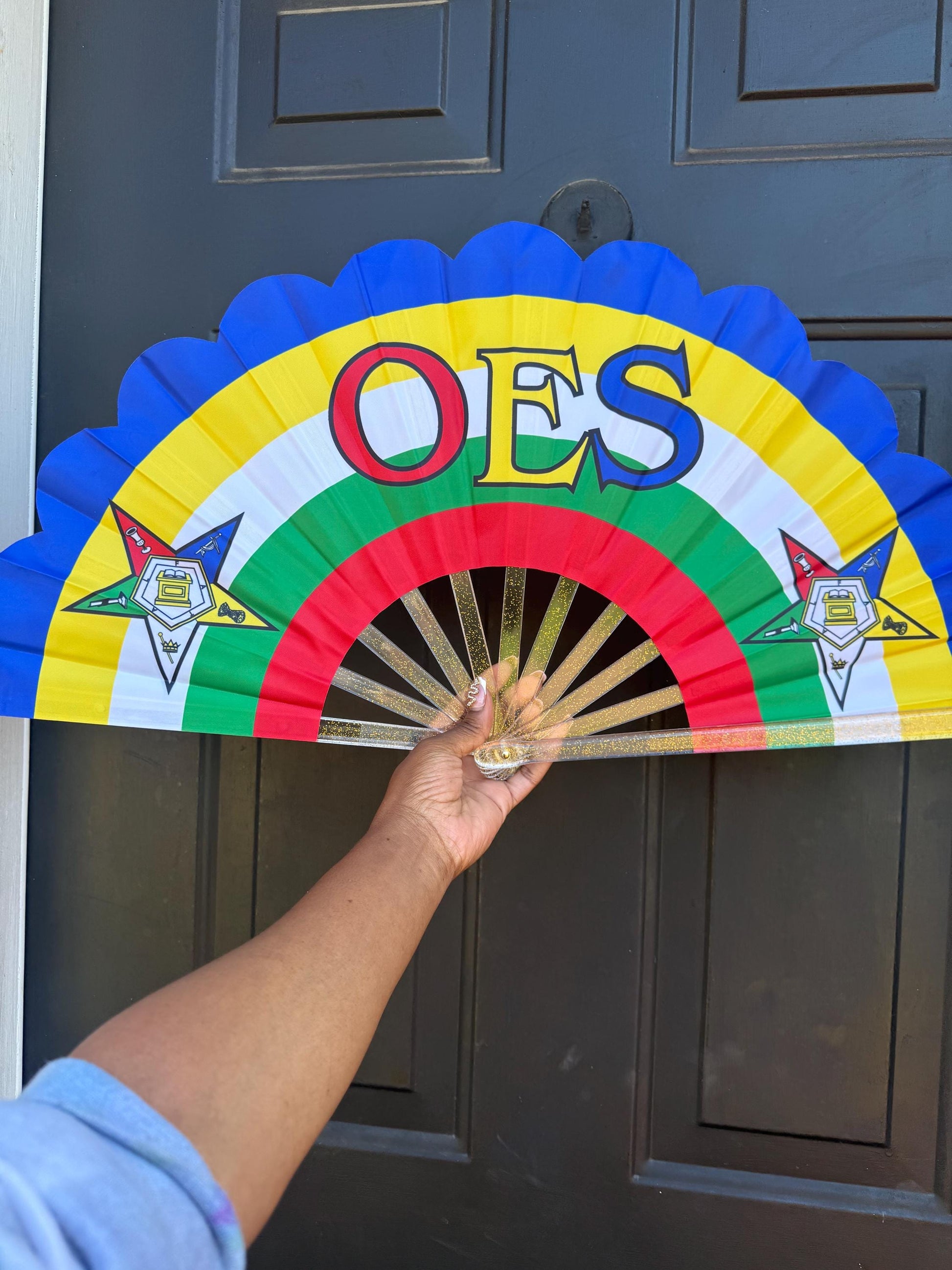 OES Rhinestone Clack Fan: Eastern Star Sorority Fan