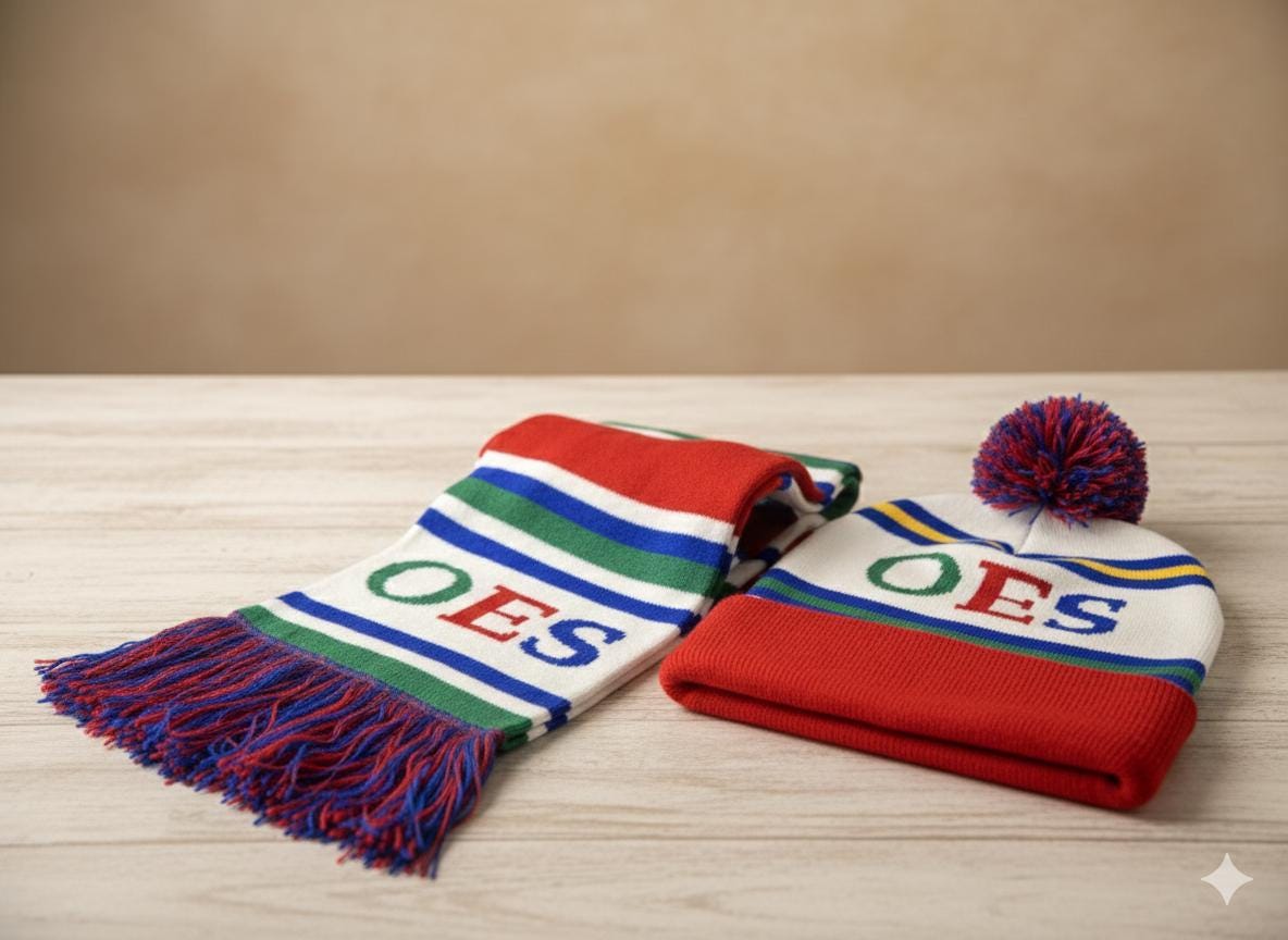 OES Beanie and Fringe Scarf Set | Order of the Eastern Star Winter Gift