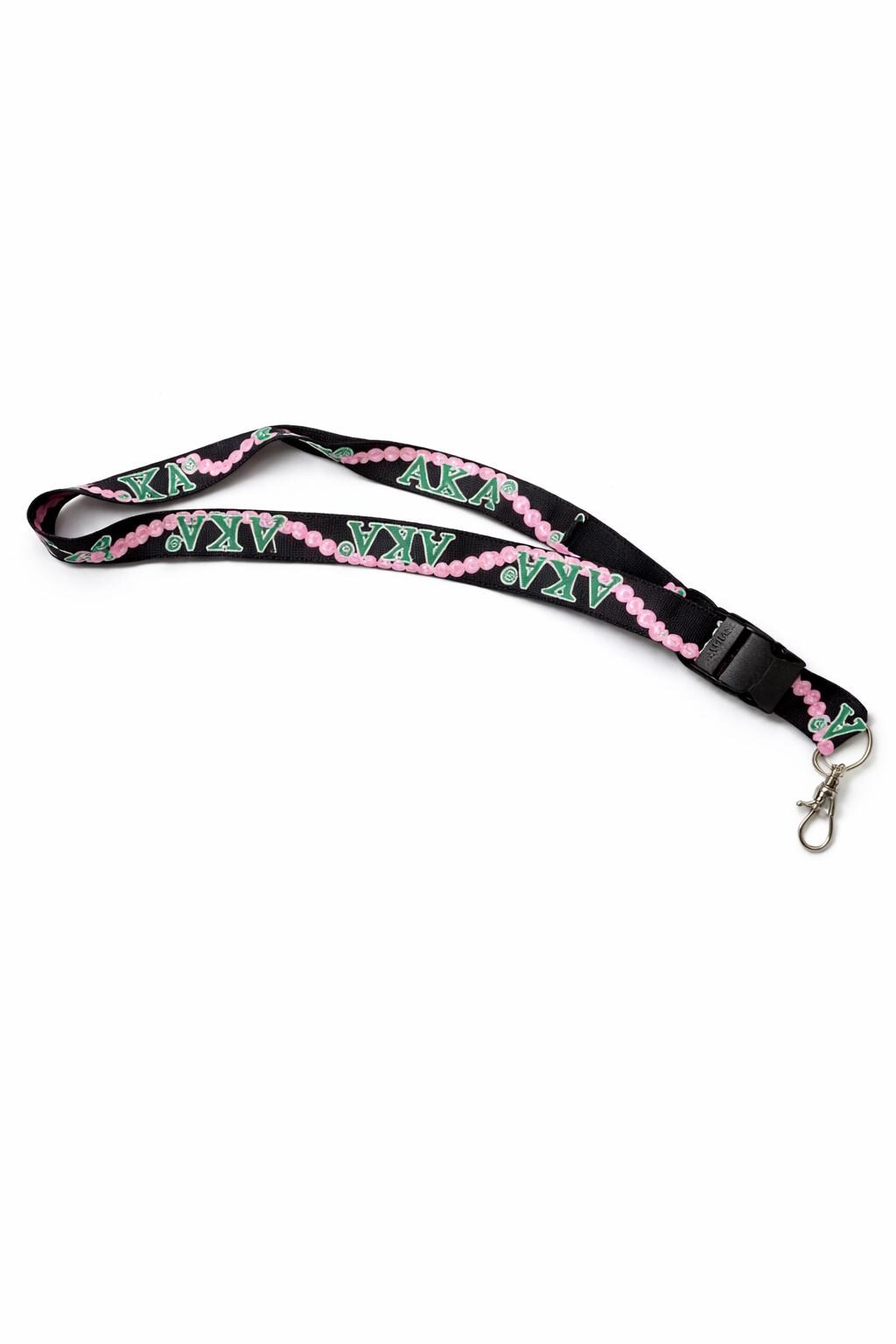 AKA Sorority Lanyard with Pink Pearl Design