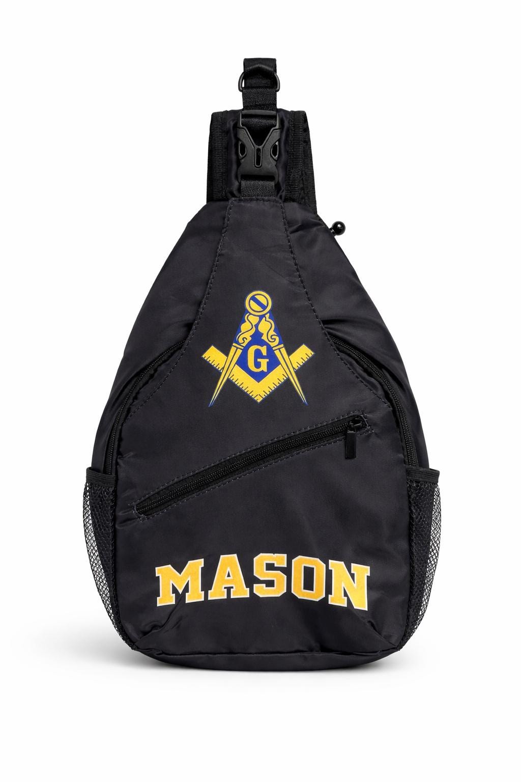 Masonic Crossbody Sling Bag – Black Polyester Freemason Shoulder Bag (Waterproof)