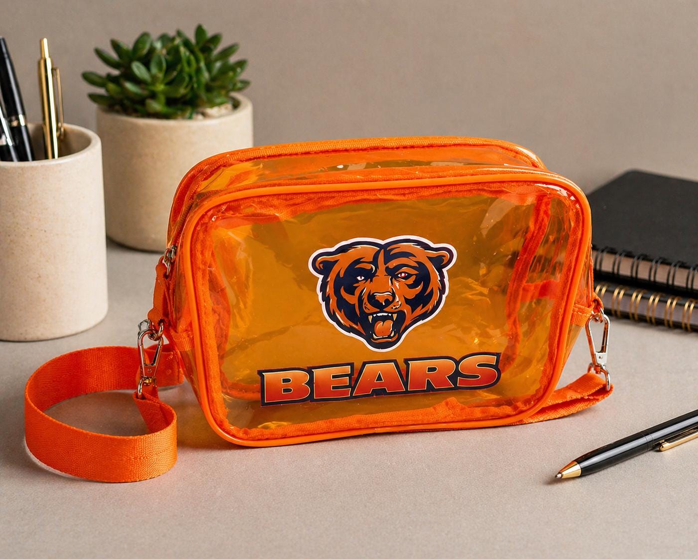 Chicago Bears Orange Transparent Cross-Body Bag