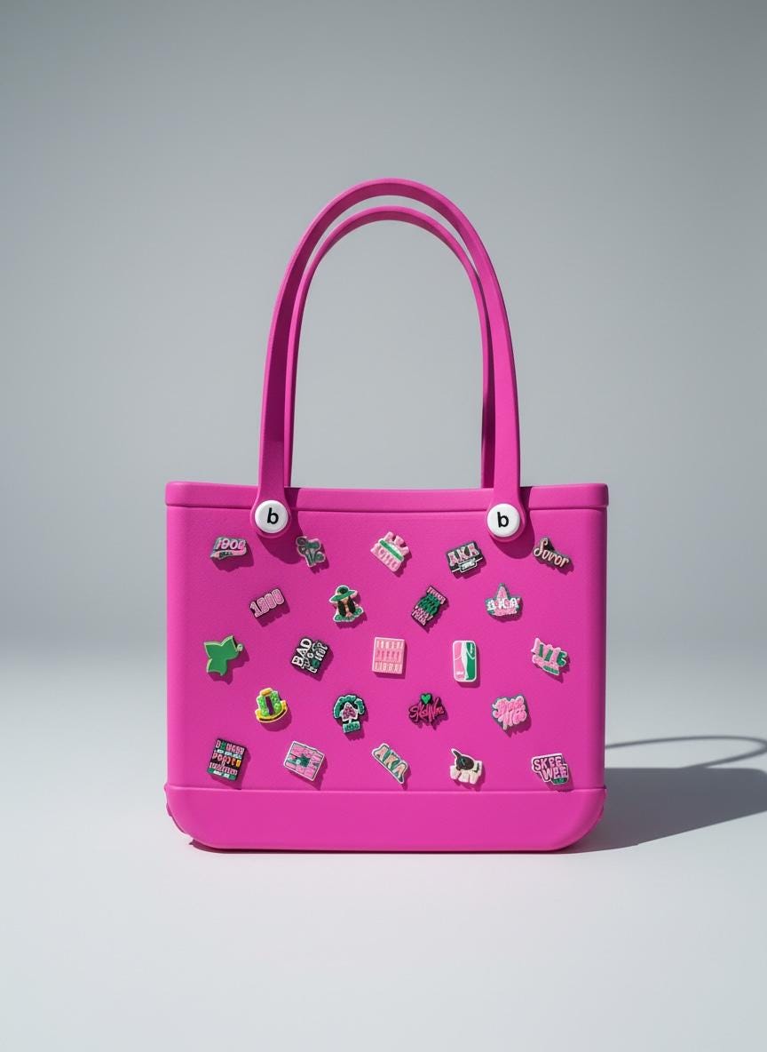 AKA EVA Tote Bogg Bag - comes with 30 charms
