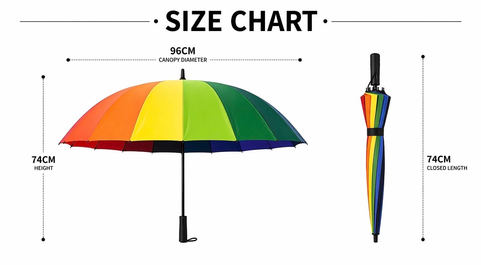 Rainbow Umbrella | Colorful Large Umbrella | Pride Umbrella |