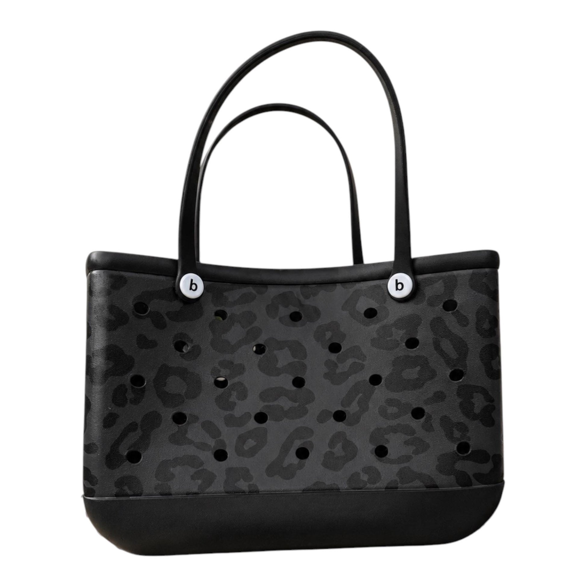 Large Black Leopard EVA Tote Bag