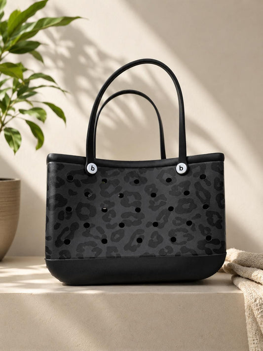 Large Black Leopard EVA Tote Bag