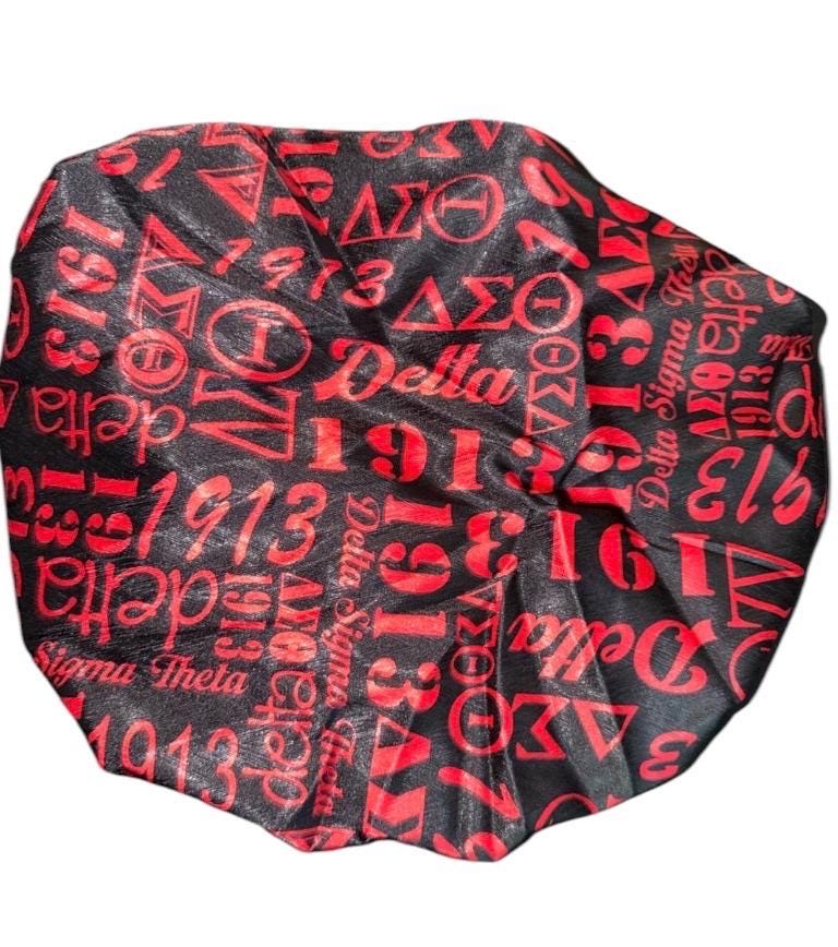 Sorority Satin Hair Bonnet, AKA Delta Zeta SGRho Bonnet, Pink Green Red Blue Greek Hair Wrap, Satin Sleep Cap, Sorority Gift