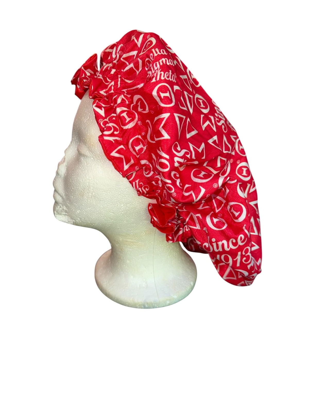 Sorority Satin Hair Bonnet, AKA Delta Zeta SGRho Bonnet, Pink Green Red Blue Greek Hair Wrap, Satin Sleep Cap, Sorority Gift