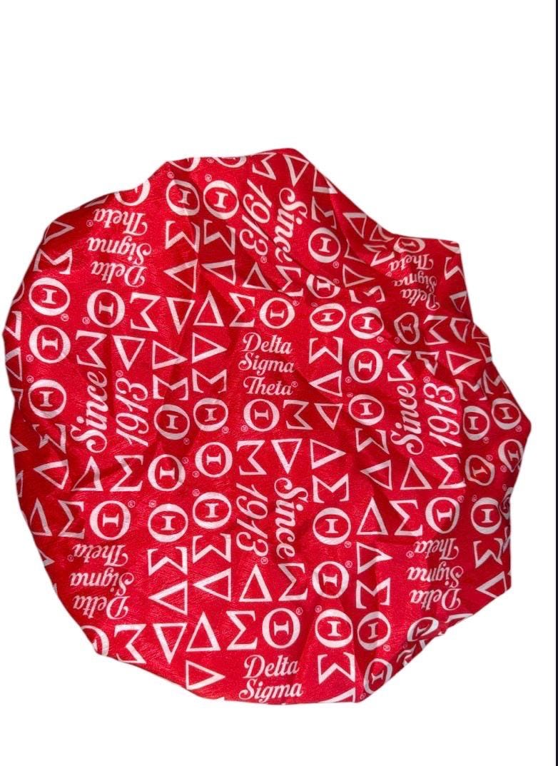 Sorority Satin Hair Bonnet, AKA Delta Zeta SGRho Bonnet, Pink Green Red Blue Greek Hair Wrap, Satin Sleep Cap, Sorority Gift